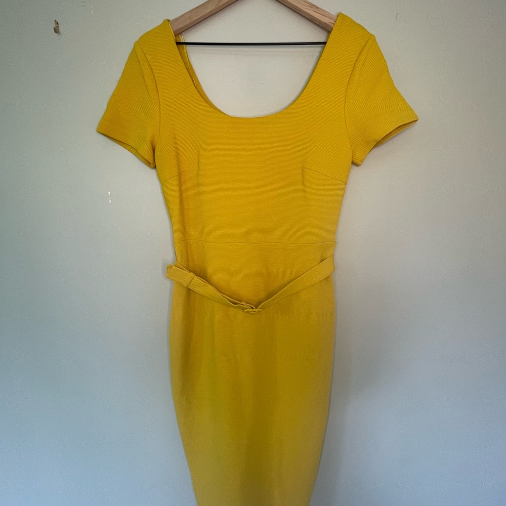 Boden Chic Yellow Fitted Midi Dress